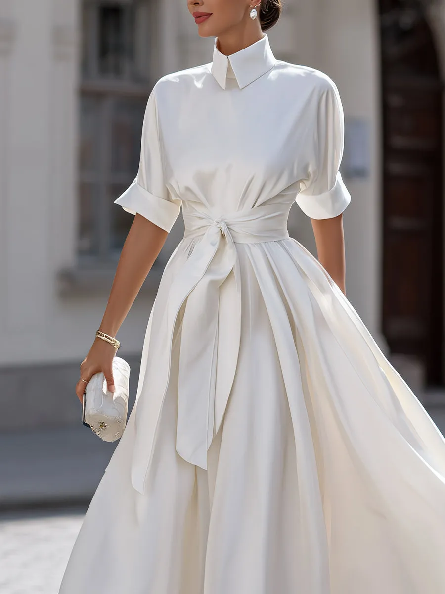 Belted Shirt-Style Midi Dress sold by Mooyius product image thumbnail 3