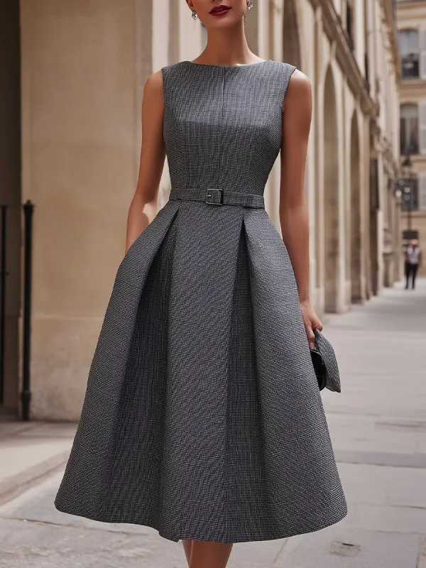 Sleeveless Belted A-Line Midi Dress made by Mooyius