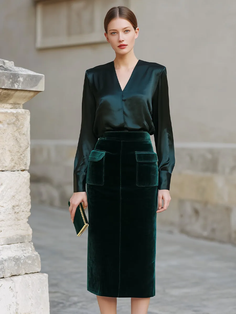 V-Neck Blouse And Midi Skirt Set sold by Mooyius product image thumbnail 2