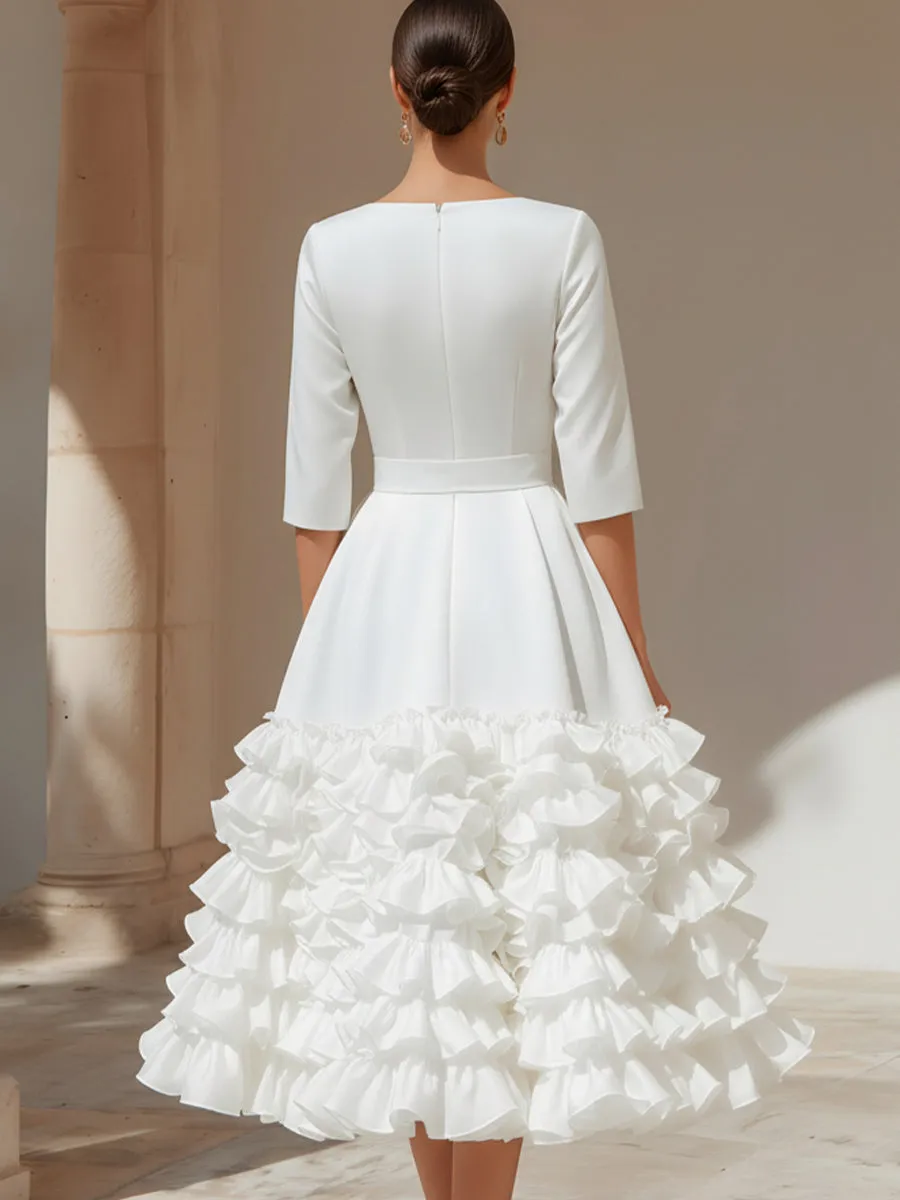 Belted Ruffled-Hem Midi Dress sold by Mooyius product image thumbnail 3