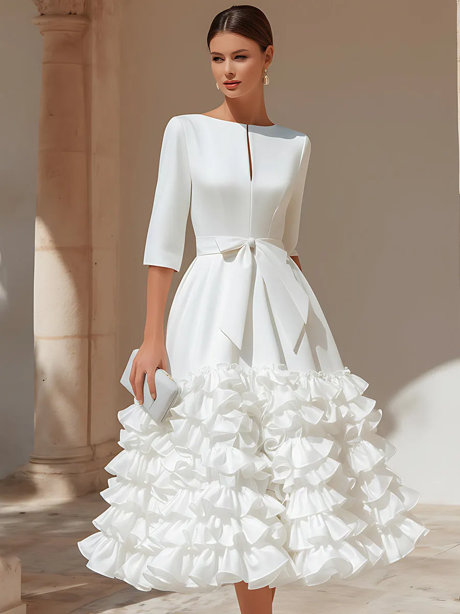 Belted Ruffled-Hem Midi Dress sold by Mooyius product image thumbnail 2