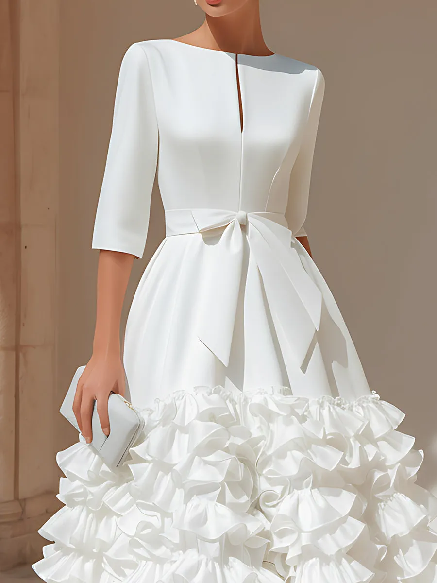 Belted Ruffled-Hem Midi Dress sold by Mooyius product image thumbnail 4