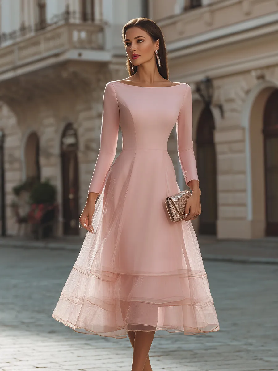 Long Sleeve Layered Midi Dress With Defined Waist sold by Mooyius product image thumbnail 2