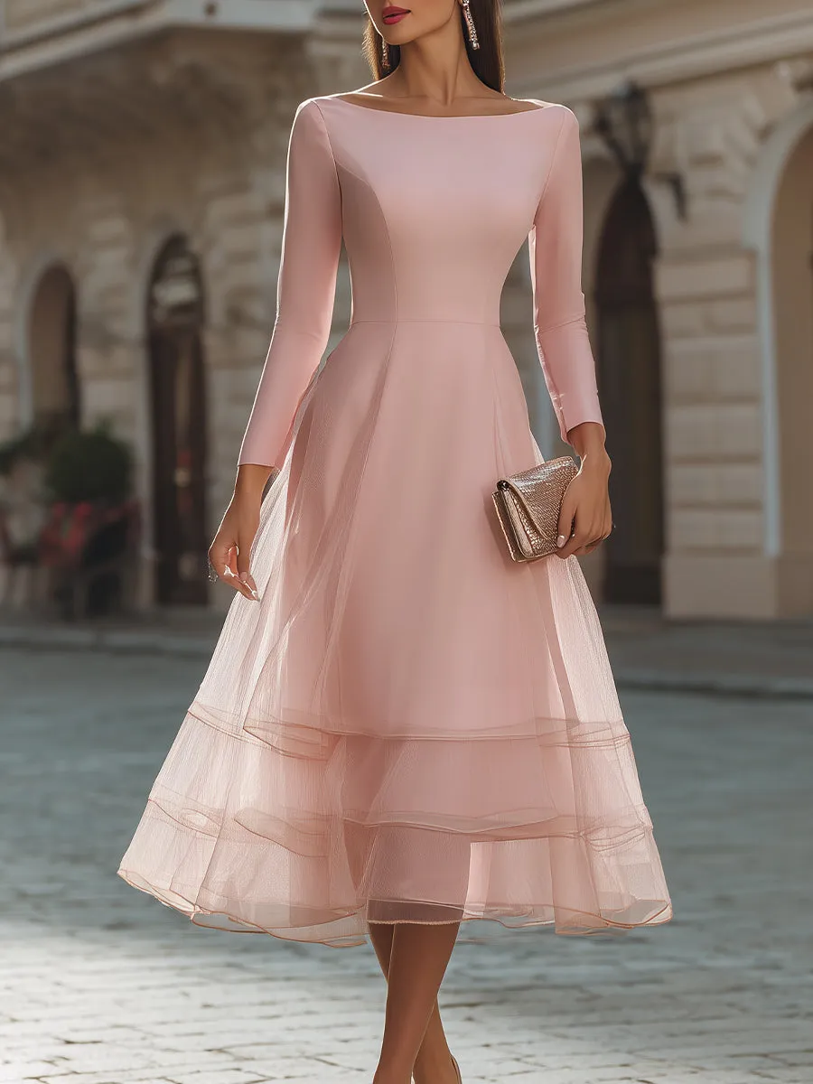 Long Sleeve Layered Midi Dress With Defined Waist sold by Mooyius