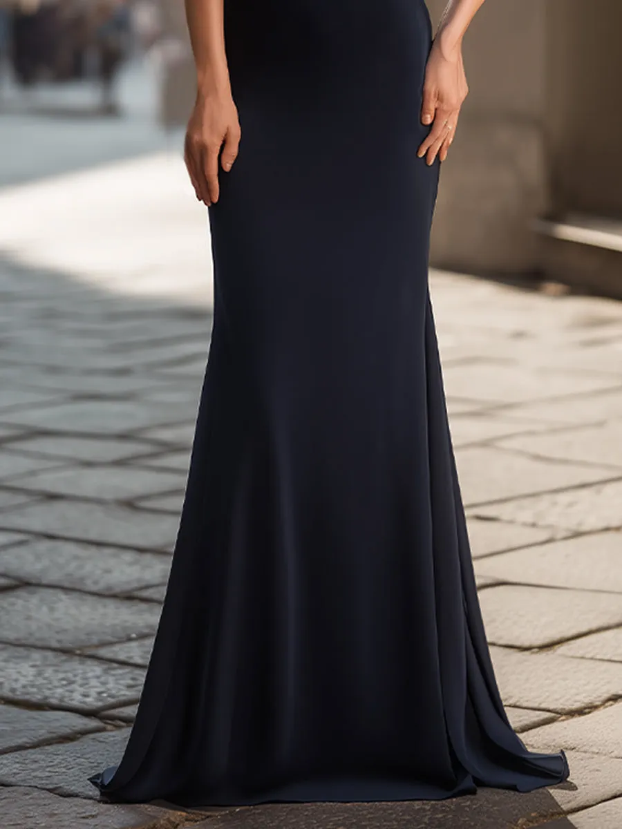 Elegant Sheer Cape Overlay Evening Maxi Dress sold by Mooyius product image thumbnail 4