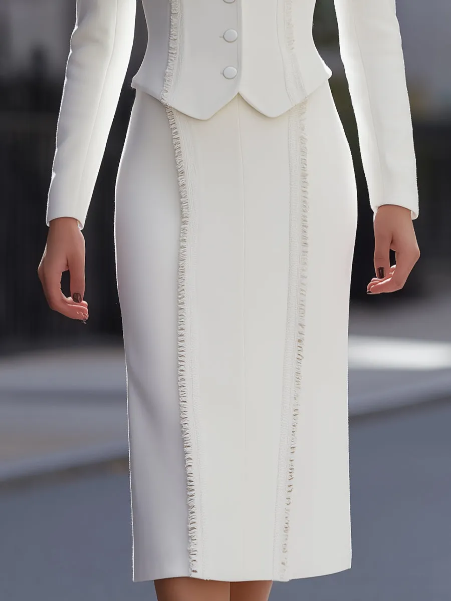 Tailored Cropped Jacket And Pencil Skirt Two-Piece Set sold by Mooyius product image thumbnail 3