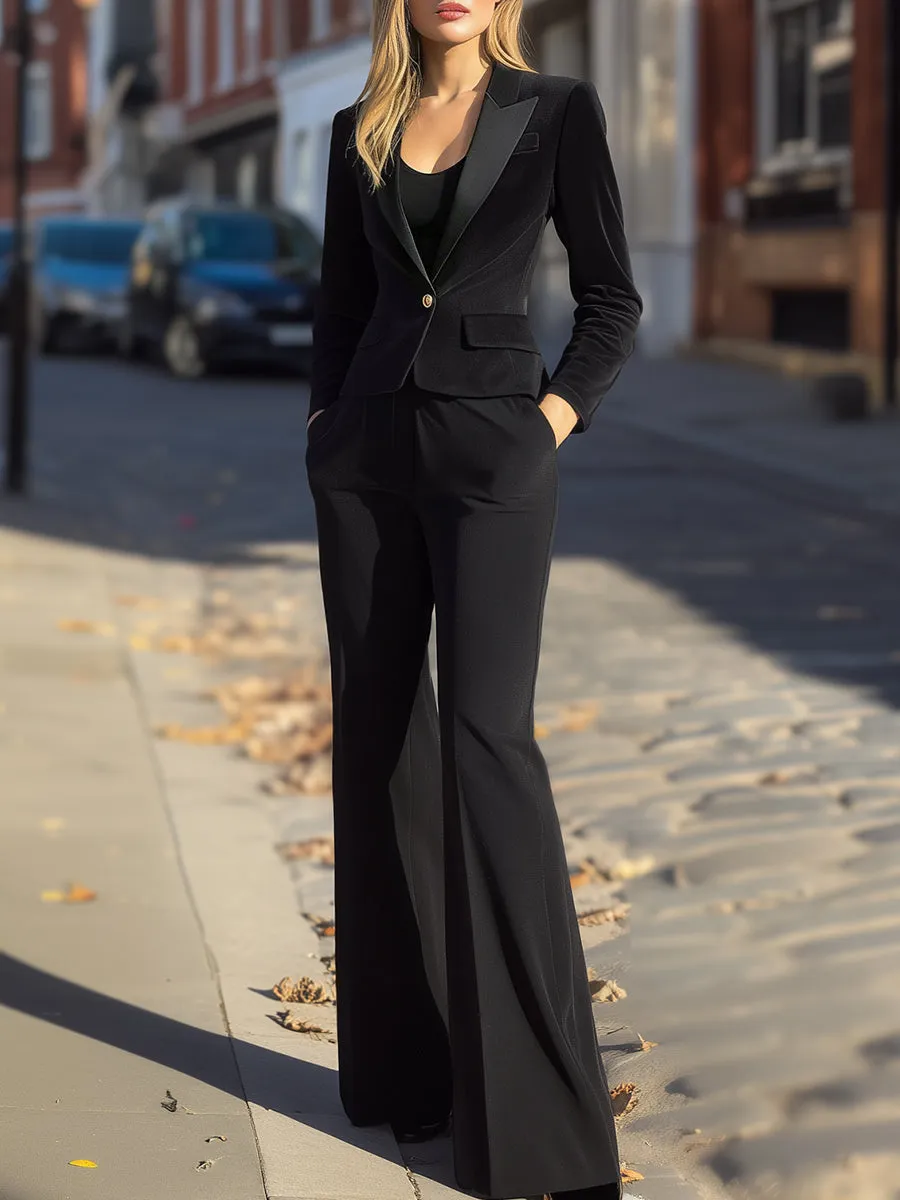 Tailored Single-Button Blazer And Wide-Leg Trouser Set sold by Mooyius