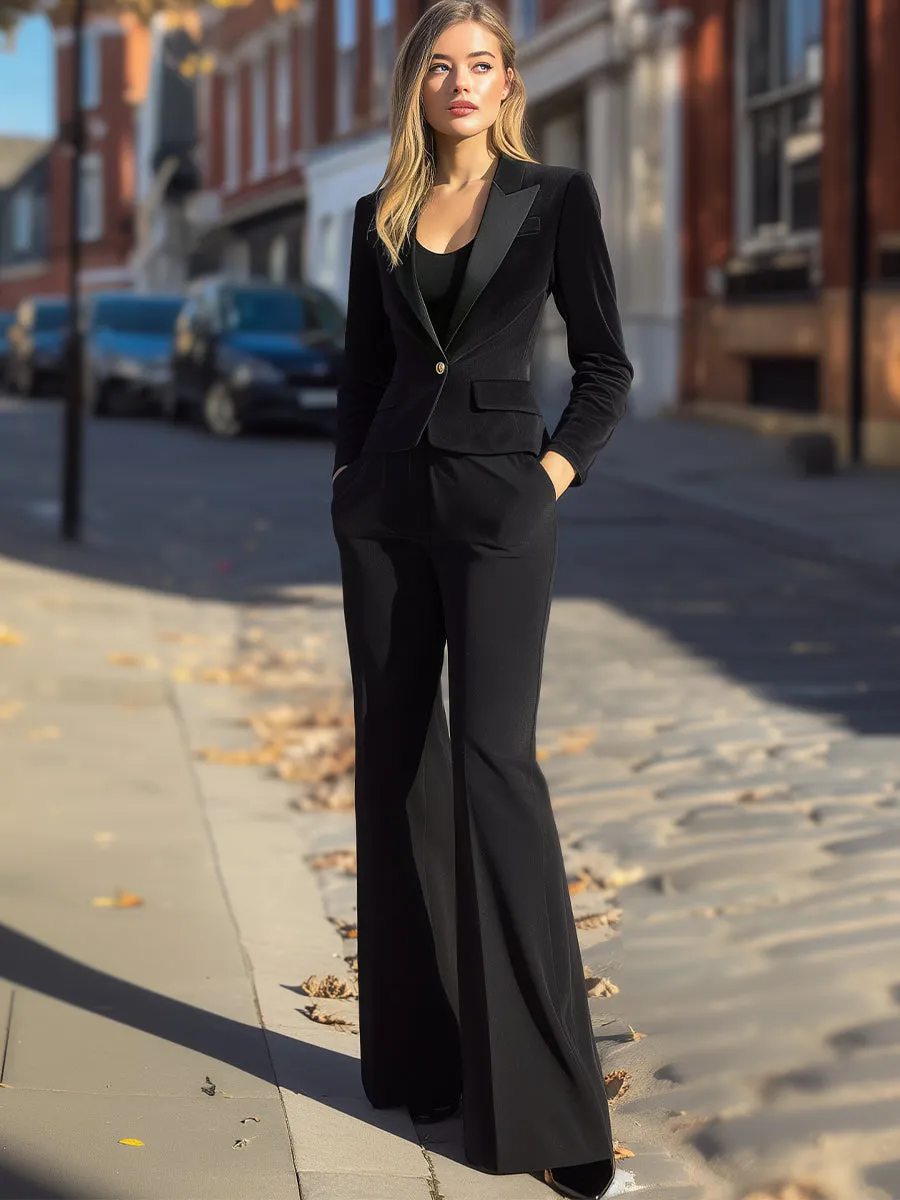 Tailored Single-Button Blazer And Wide-Leg Trouser Set sold by Mooyius product image thumbnail 2