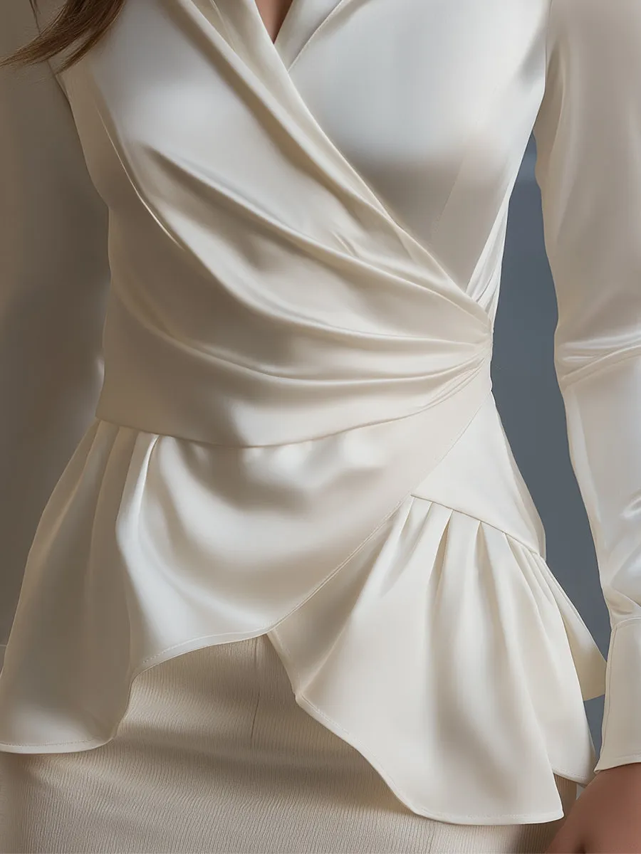 Elegant Wrap-Front Peplum Blouse sold by Mooyius product image thumbnail 3