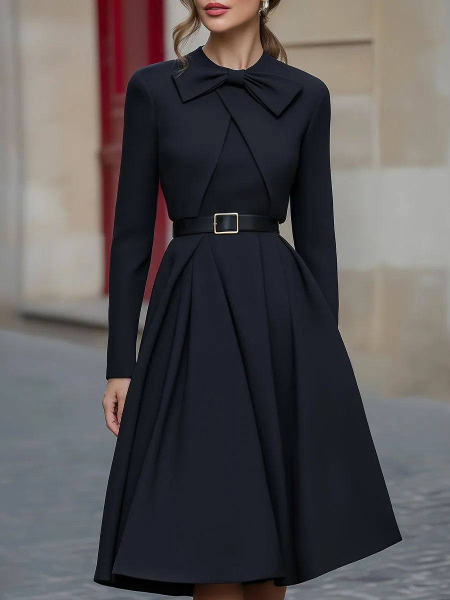 Two-Piece Set Bow-Neck Cropped Jacket And Sleeveless Midi Dress sold by Mooyius