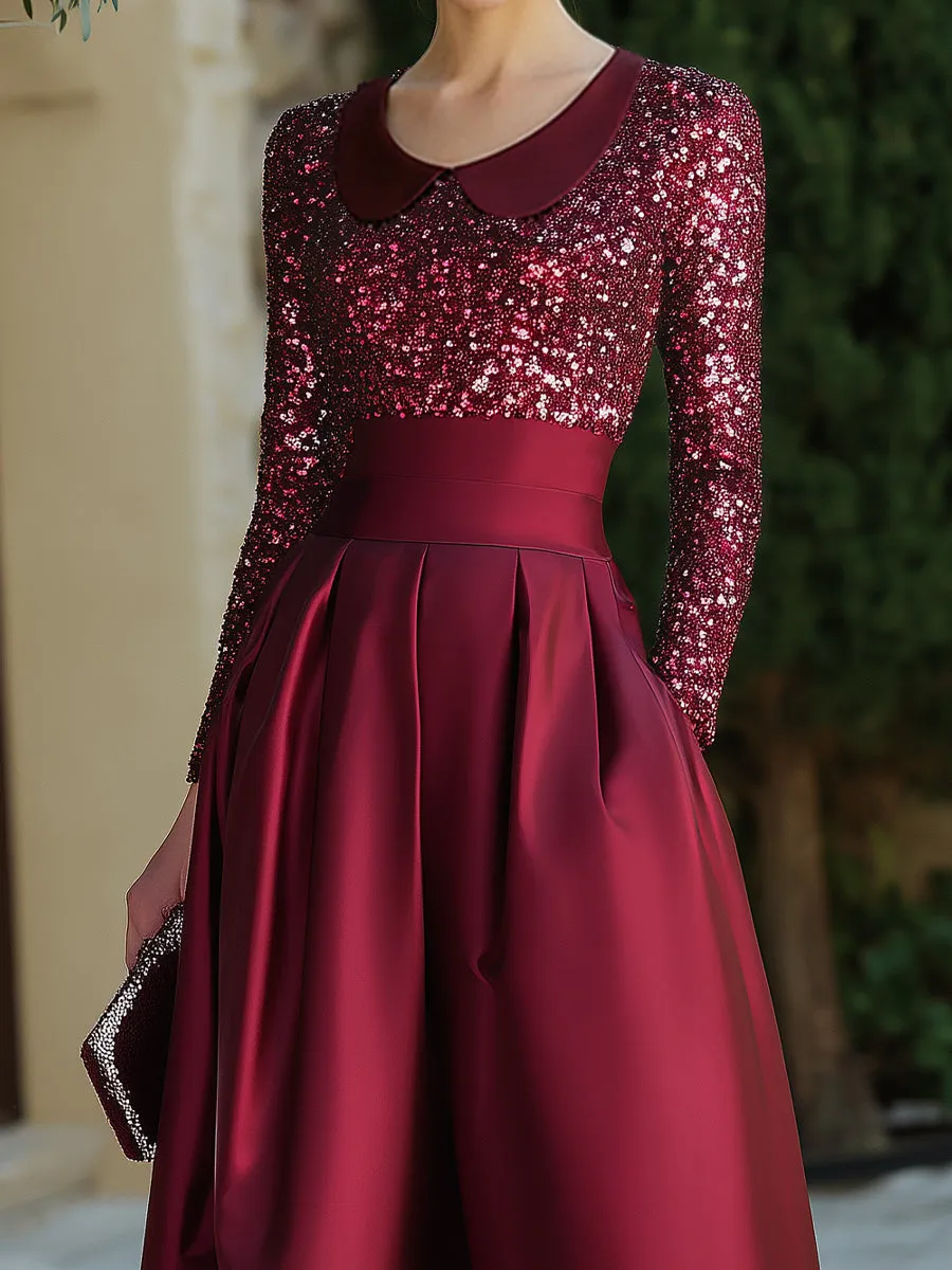 Sequin Bodice Midi Dress With Structured Waist sold by Mooyius product image thumbnail 3