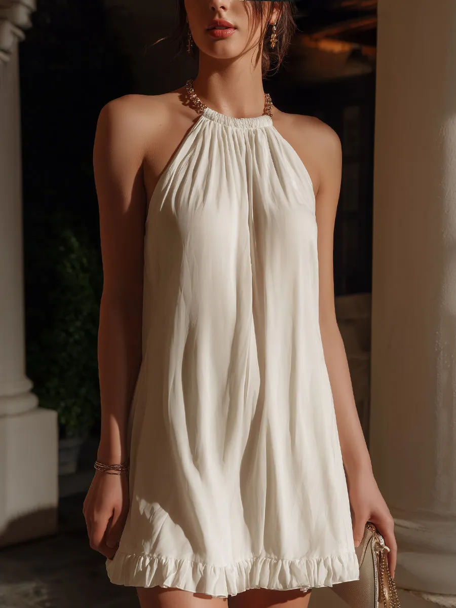 Halter Neck Ruffled Hem Mini Dress sold by Mooyius product image thumbnail 3