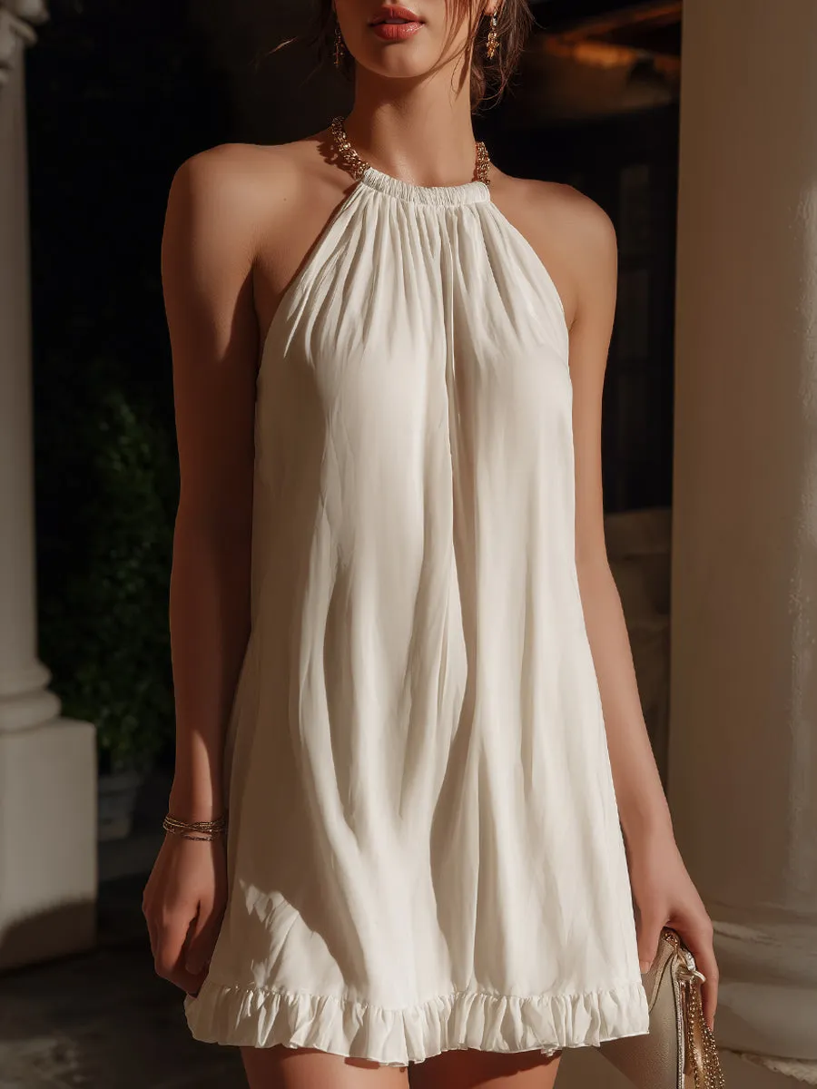 Halter Neck Ruffled Hem Mini Dress sold by Mooyius