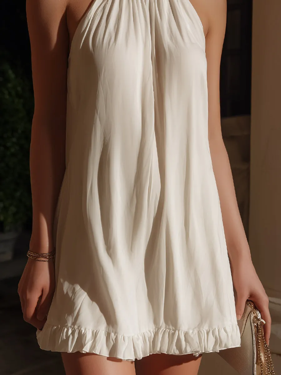 Halter Neck Ruffled Hem Mini Dress sold by Mooyius product image thumbnail 4