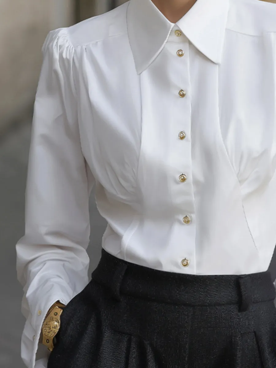 Classic Tailored Button-Down Blouse sold by Mooyius product image thumbnail 4