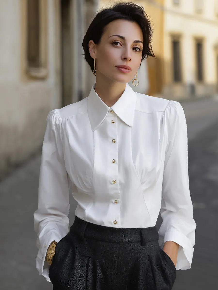 Classic Tailored Button-Down Blouse sold by Mooyius product image thumbnail 2