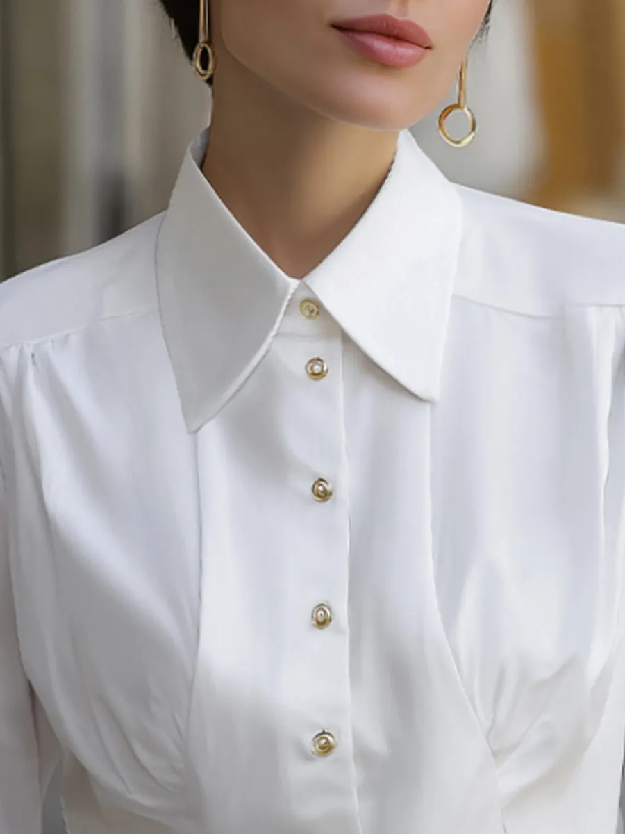 Classic Tailored Button-Down Blouse sold by Mooyius product image thumbnail 3