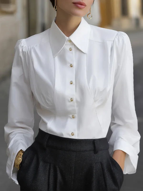 Classic Tailored Button-Down Blouse sold by Mooyius
