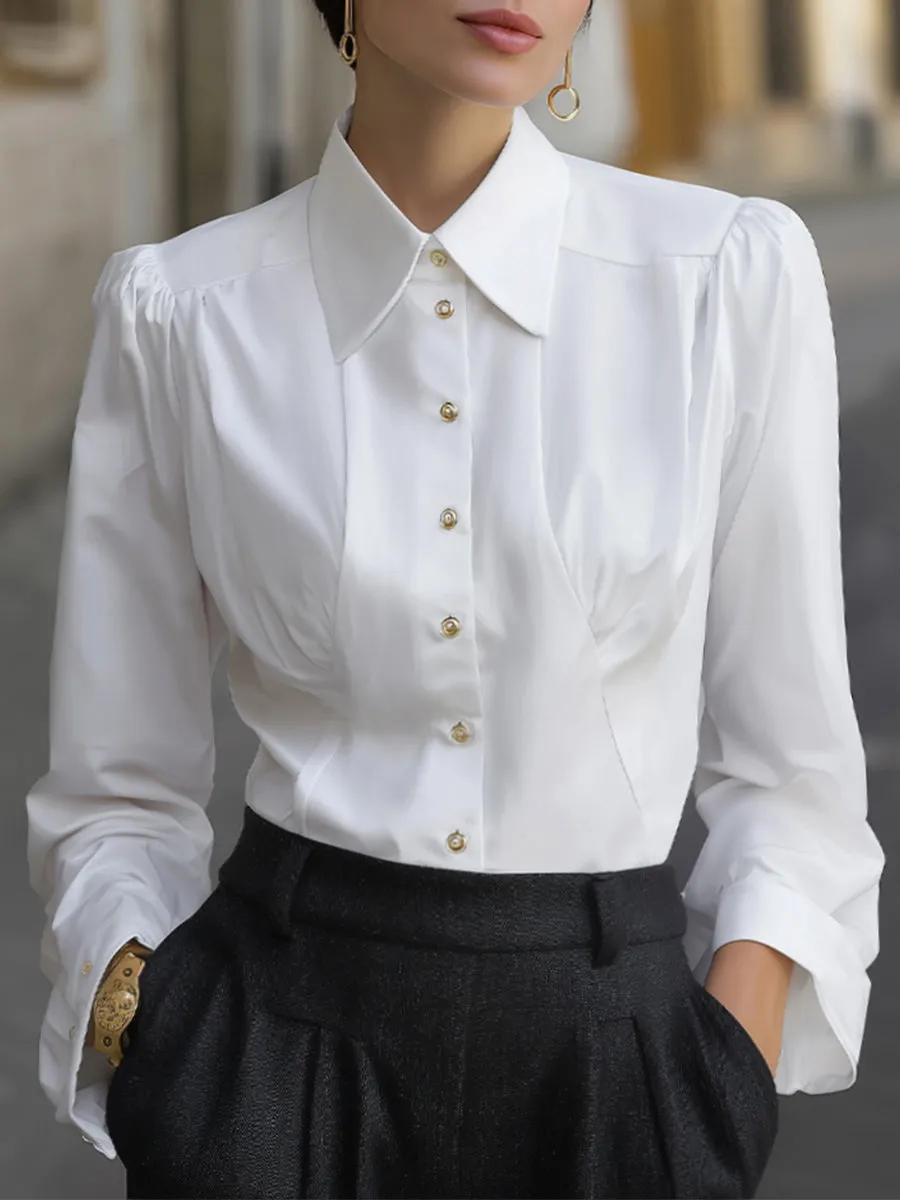 Classic Tailored Button-Down Blouse sold by Mooyius