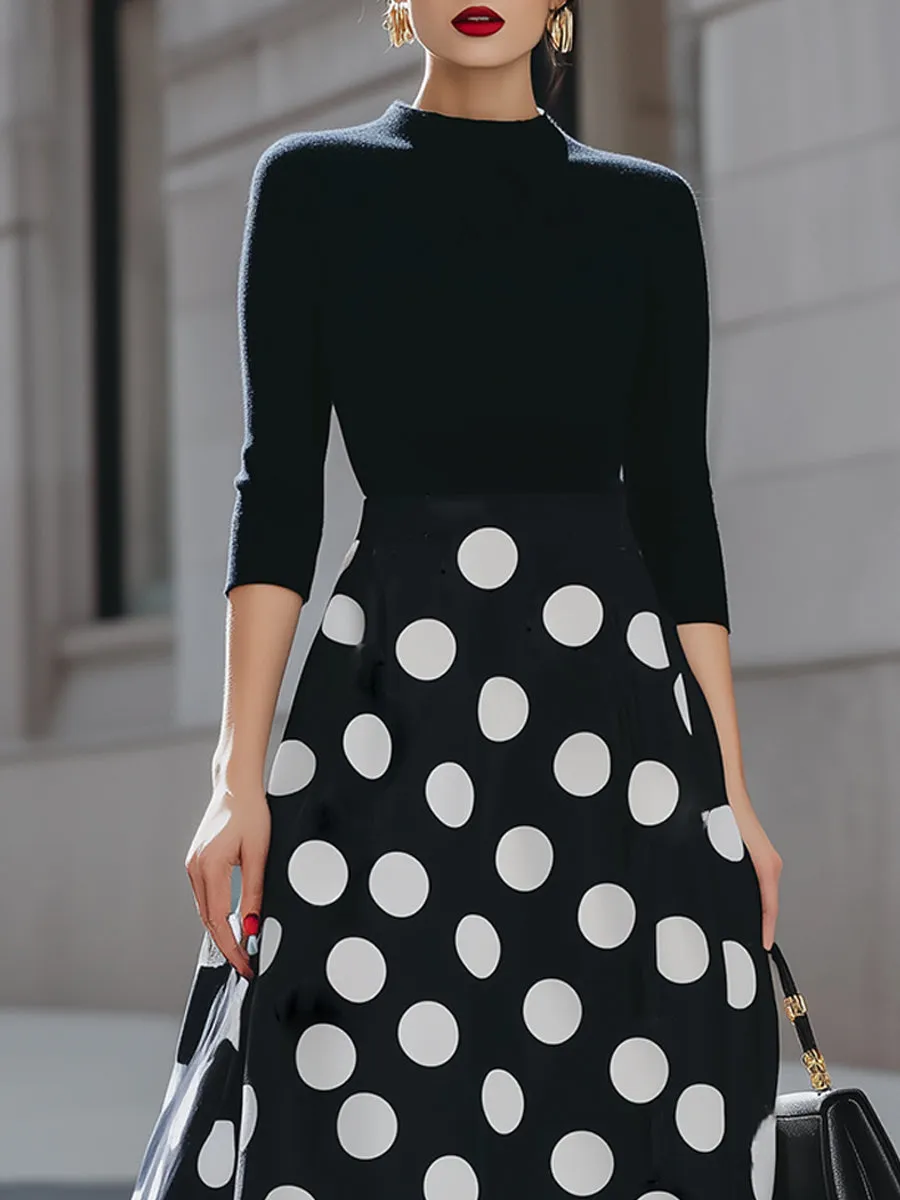 Black & White Polka Dot Midi Dress sold by Mooyius product image thumbnail 2