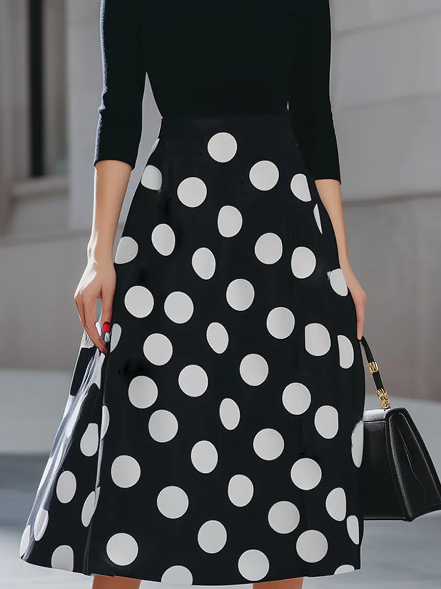 Black & White Polka Dot Midi Dress sold by Mooyius product image thumbnail 3