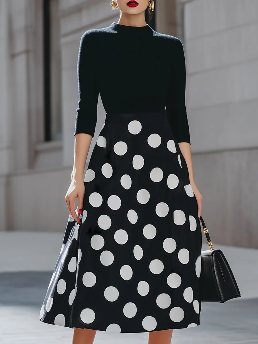 Black & White Polka Dot Midi Dress sold by Mooyius