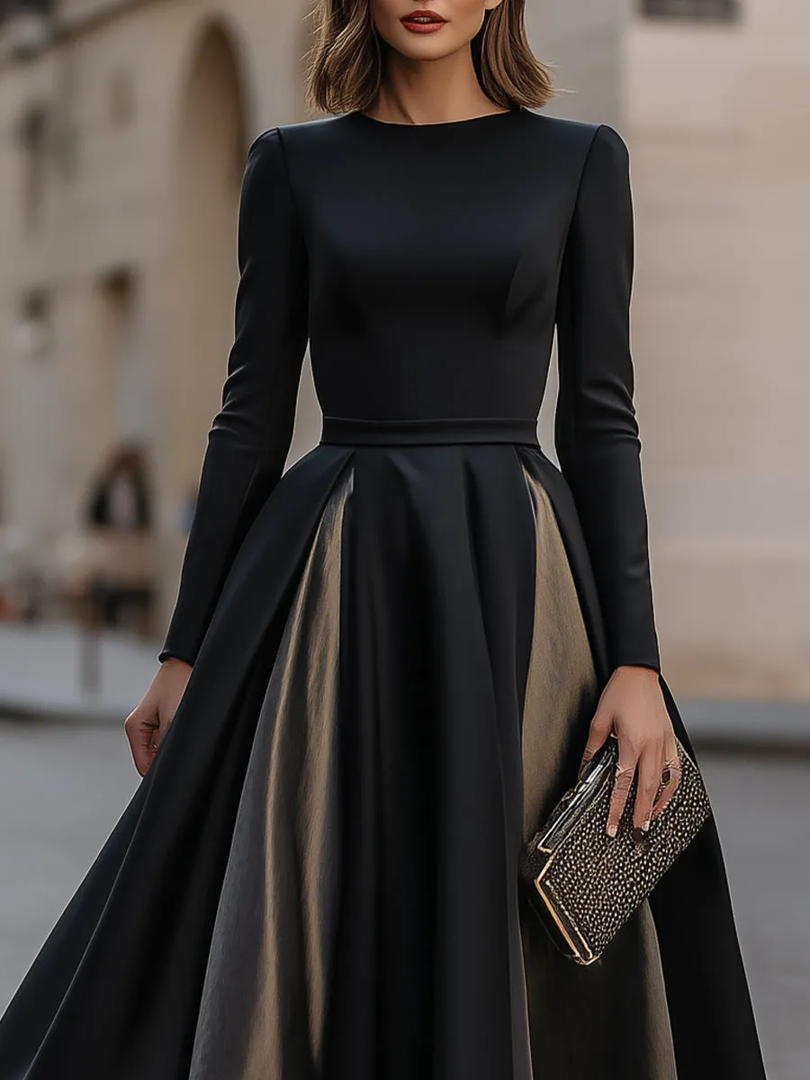 Structured Long Sleeve Pleated Midi Dress sold by Mooyius product image thumbnail 3