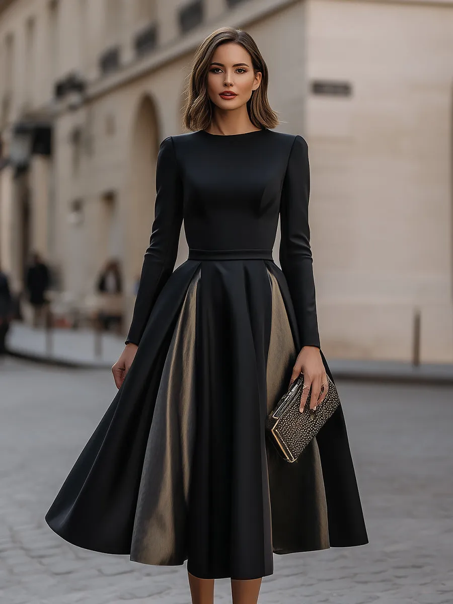 Structured Long Sleeve Pleated Midi Dress sold by Mooyius product image thumbnail 2