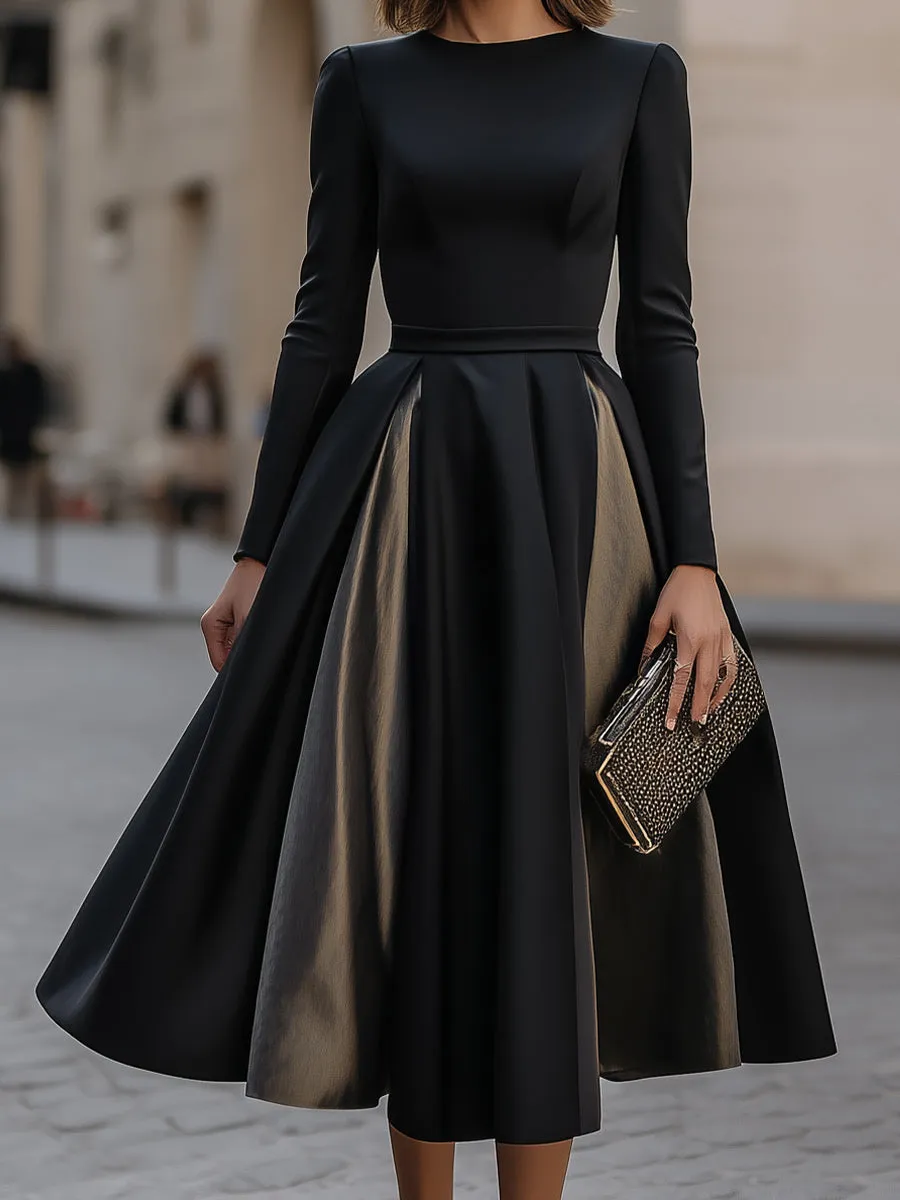 Structured Long Sleeve Pleated Midi Dress sold by Mooyius product image thumbnail 4