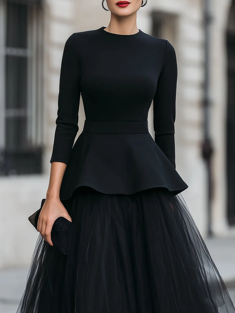 Structured Peplum Top and Layered Midi Skirt Set sold by Mooyius product image thumbnail 3