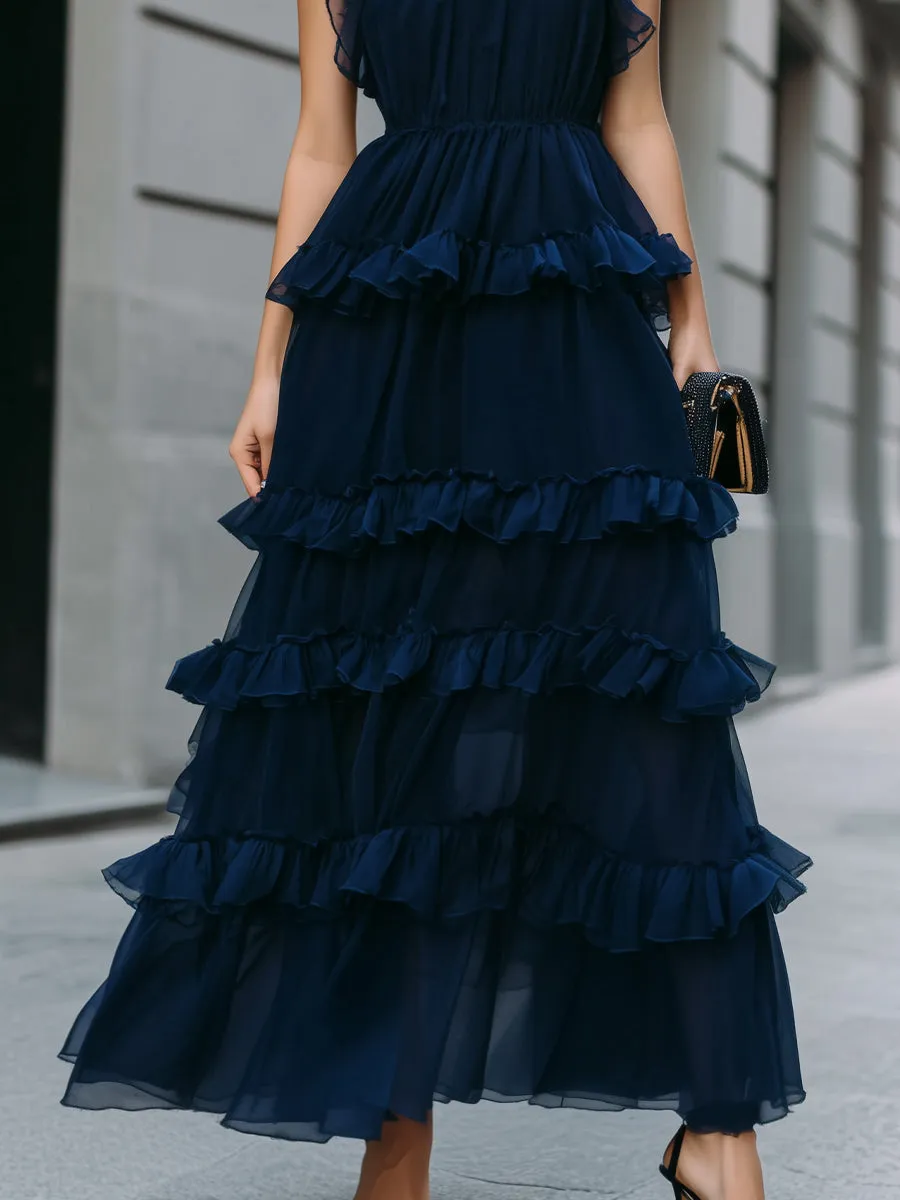 High Neck Tiered Ruffle Maxi Dress sold by Mooyius product image thumbnail 3