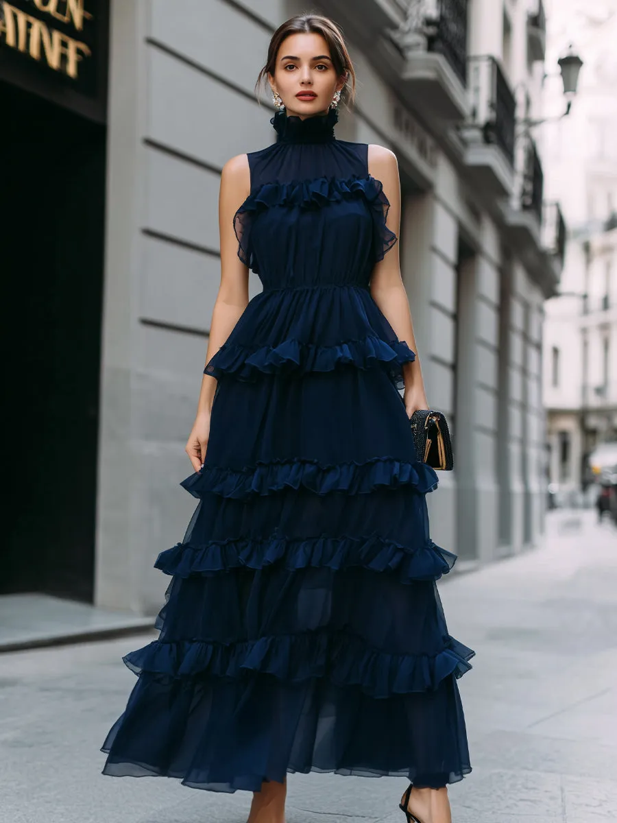 High Neck Tiered Ruffle Maxi Dress sold by Mooyius product image thumbnail 2