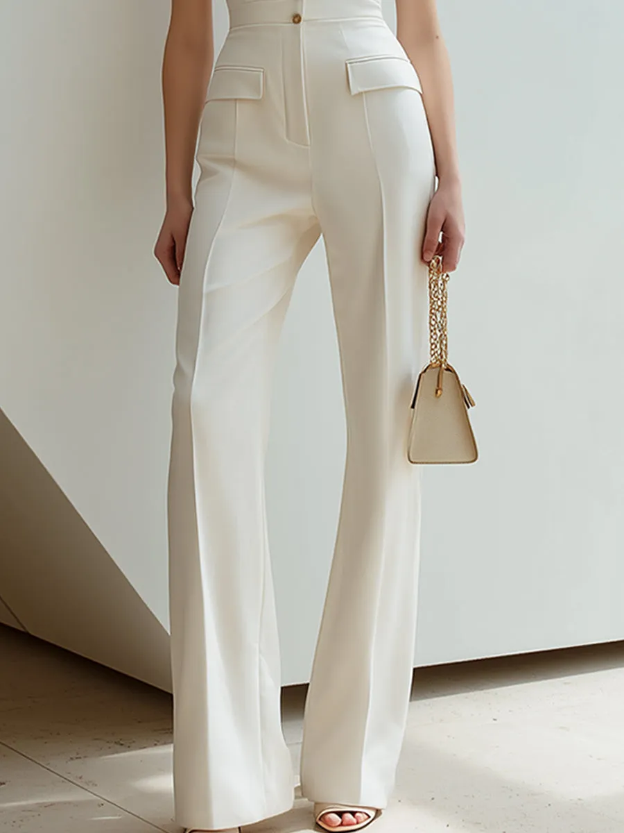 Ivory Sleeveless Tailored Jumpsuit With Wide-Leg Silhouette sold by Mooyius product image thumbnail 4