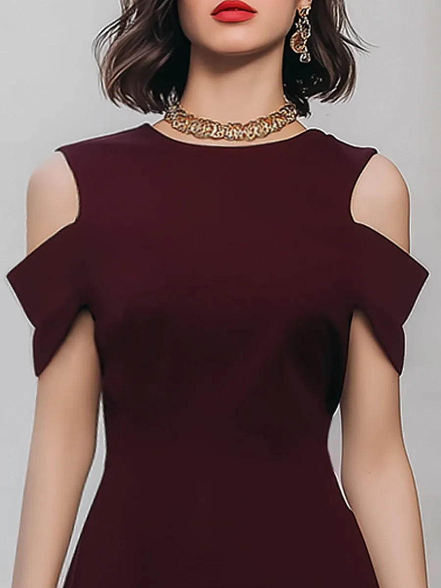 Elegant Cold-Shoulder Slit Midi Dress sold by Mooyius product image thumbnail 3