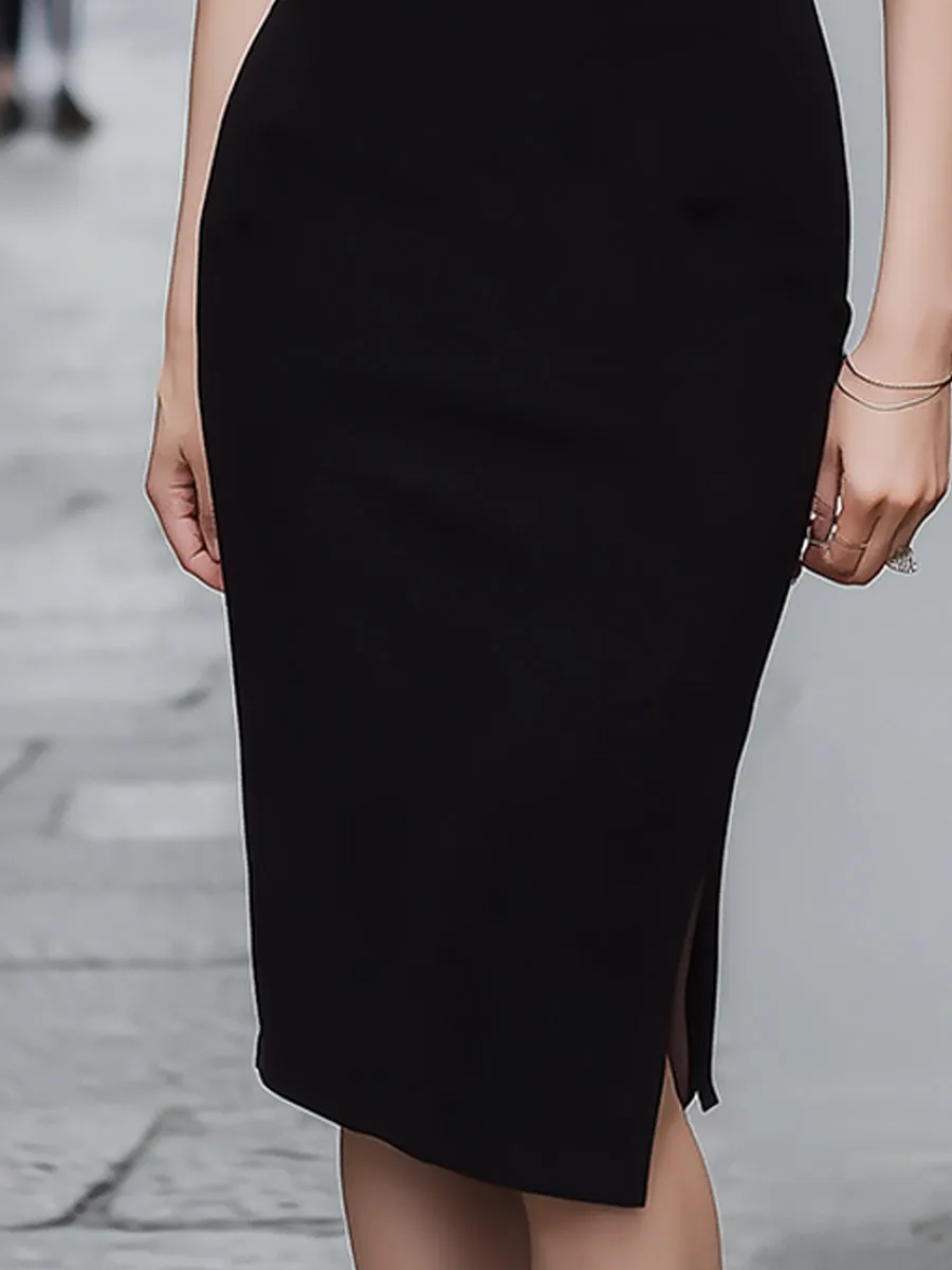 Elegant Asymmetric One-Shoulder Bodycon Midi Dress sold by Mooyius product image thumbnail 4