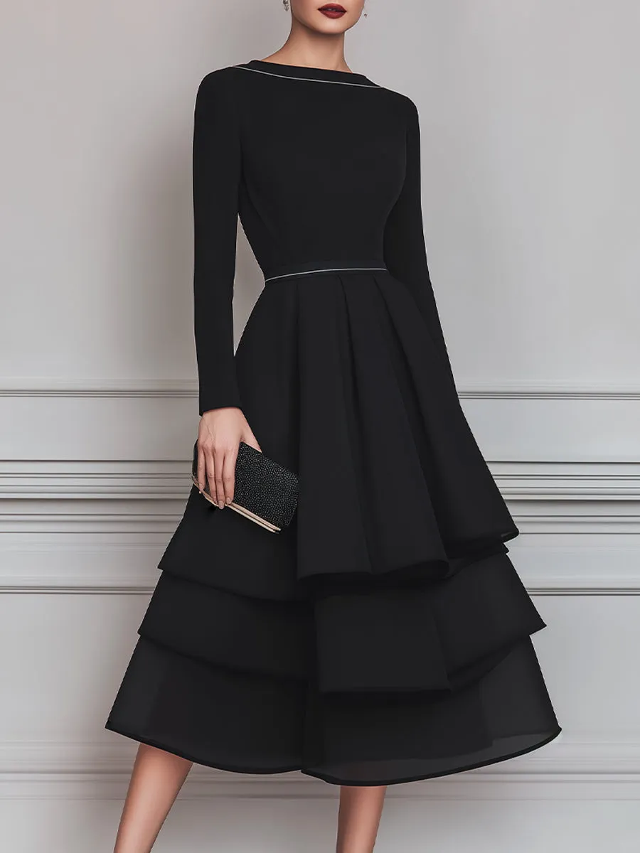 Piped Neck Tiered Midi Dress sold by Mooyius