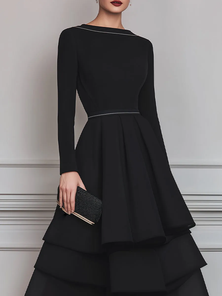 Piped Neck Tiered Midi Dress sold by Mooyius product image thumbnail 3