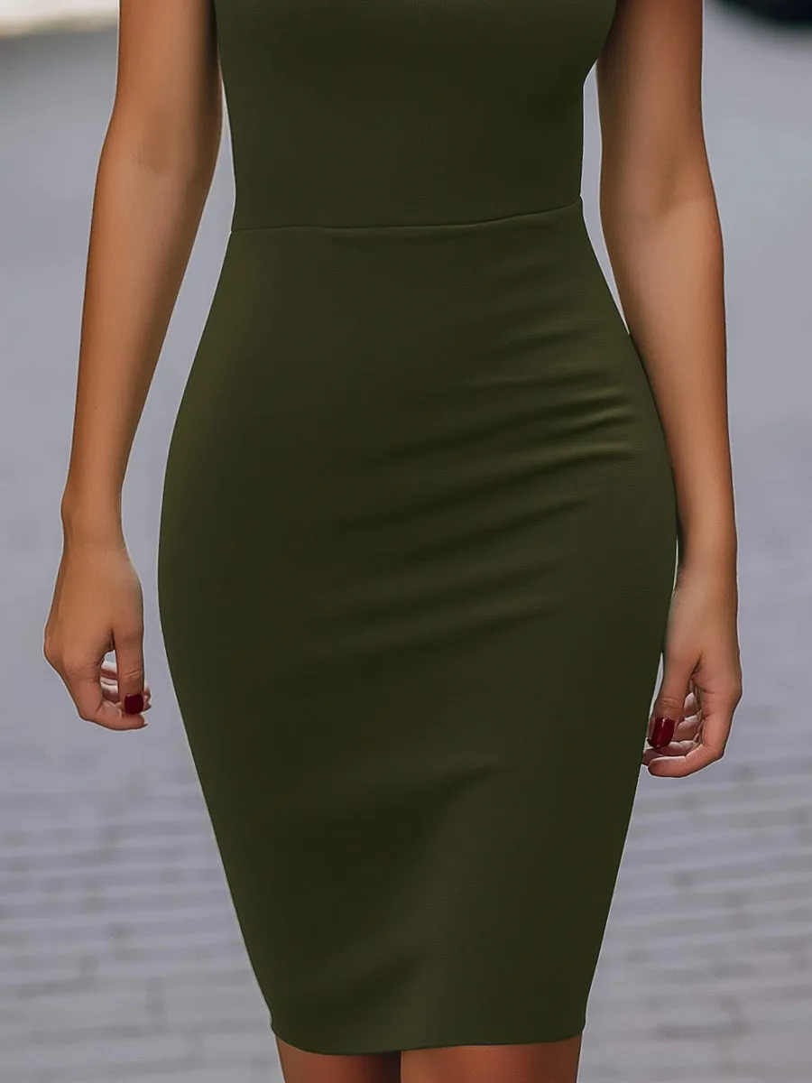 Off-Shoulder Draped Pencil Dress sold by Mooyius product image thumbnail 4