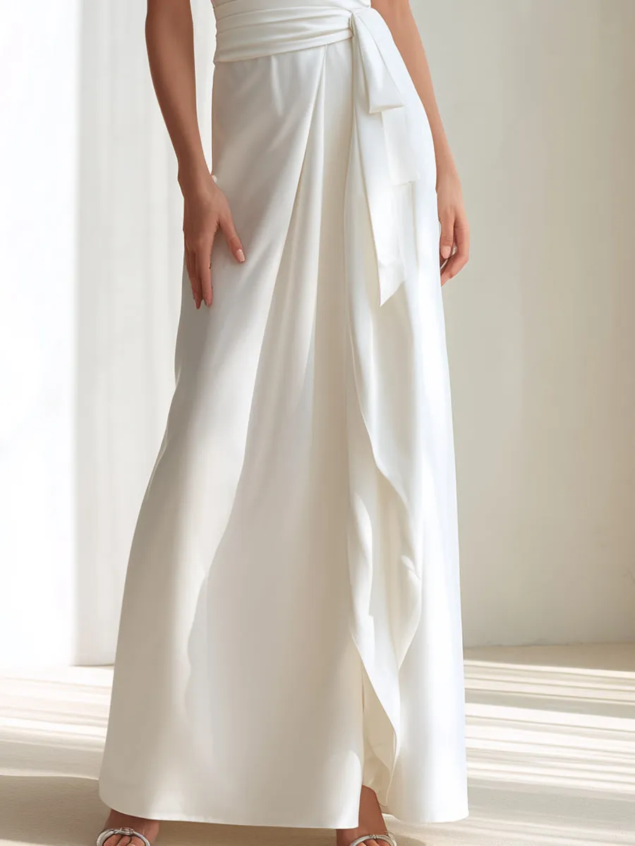 White Cross-Neck Lace Panel Wrap Maxi Dress sold by Mooyius product image thumbnail 4