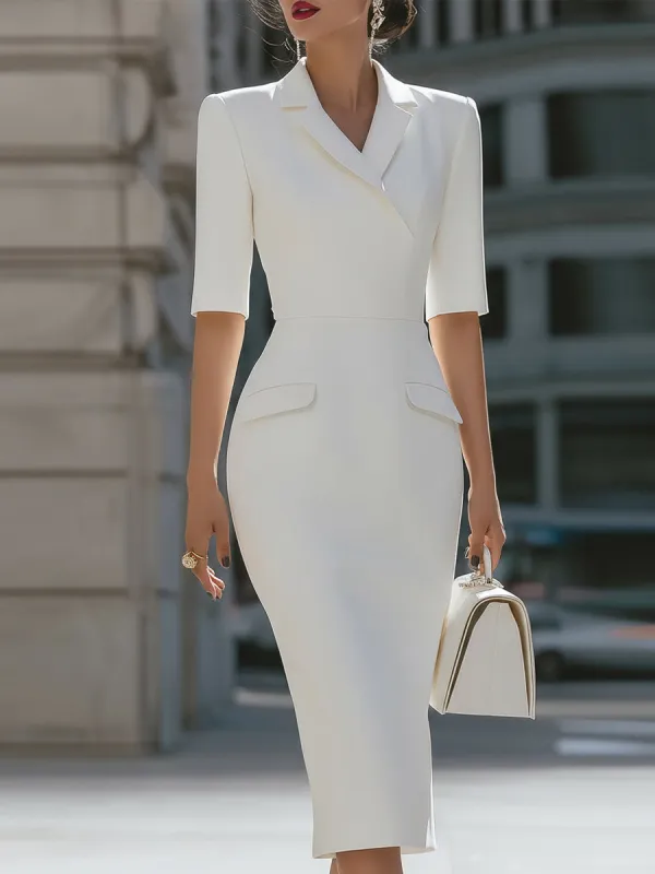 White Tailored Blazer Midi Dress sold by Mooyius