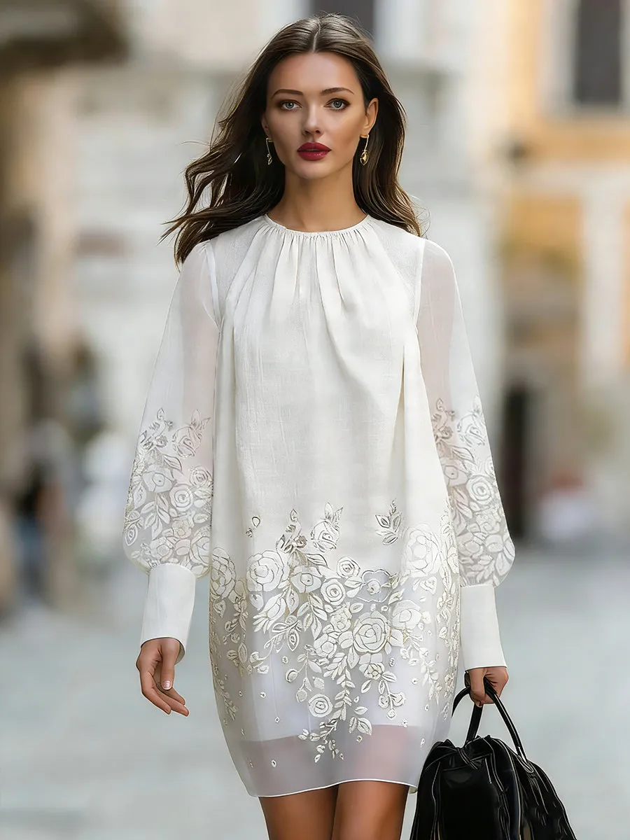 Elegant Shift Dress With Sheer Sleeves sold by Mooyius product image thumbnail 2