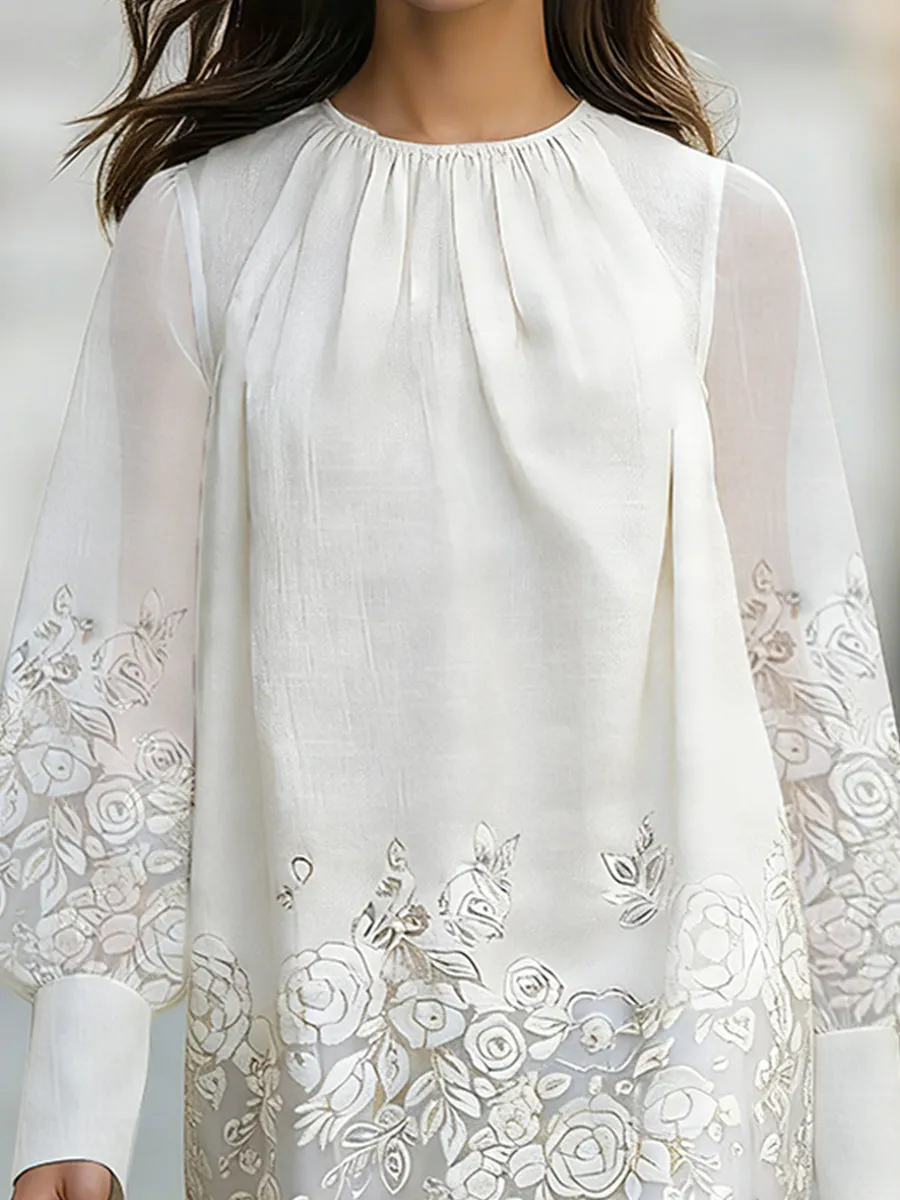 Elegant Shift Dress With Sheer Sleeves sold by Mooyius product image thumbnail 3