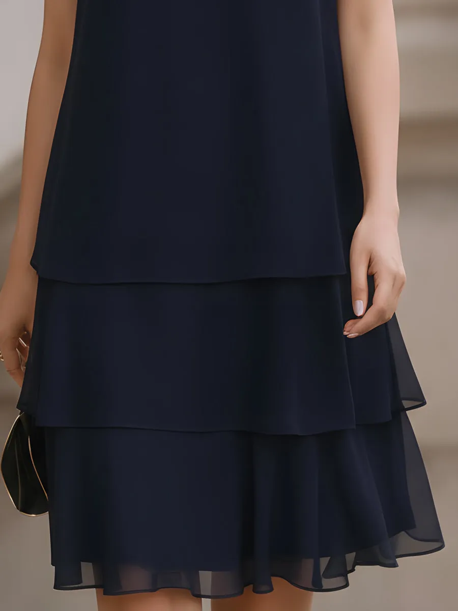 Sleeveless Tiered Chiffon Shift Dress sold by Mooyius product image thumbnail 3