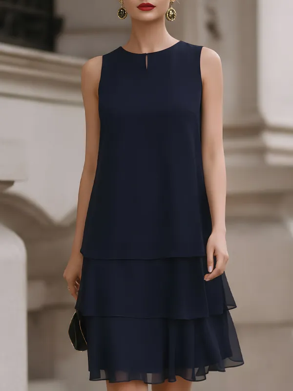 Sleeveless Tiered Chiffon Shift Dress made by Mooyius
