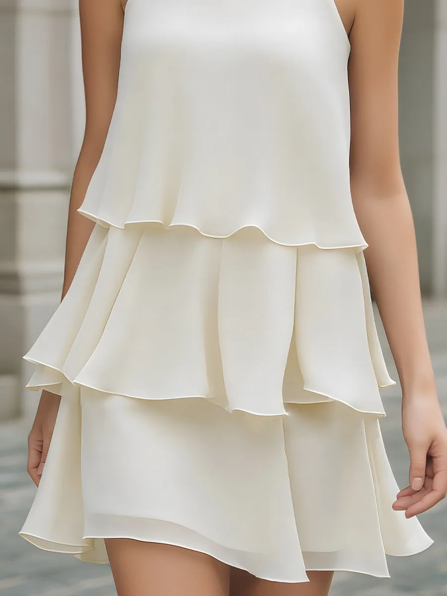 Sleeveless Layered Tiered Chiffon Mini Dress sold by Mooyius product image thumbnail 3