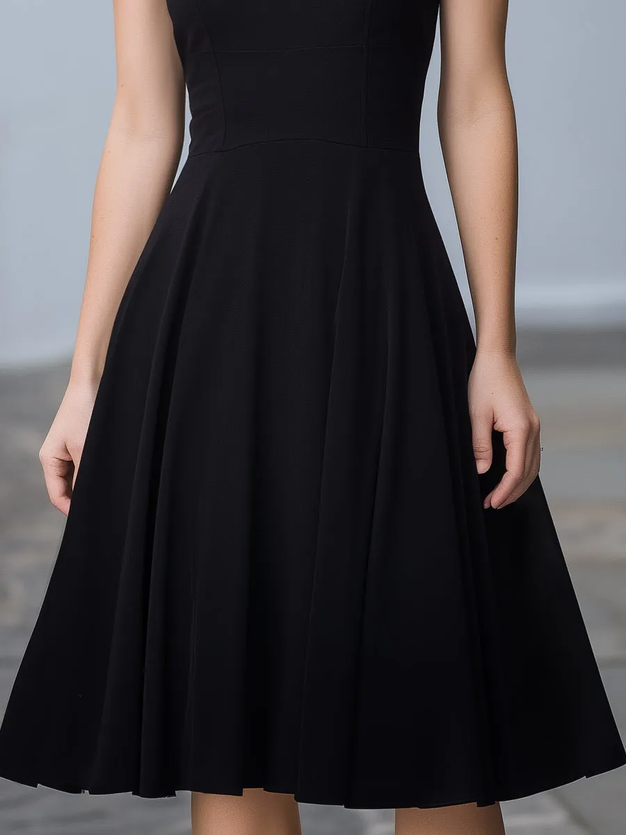 Off-Shoulder Mesh Trim A-Line Midi Dress sold by Mooyius product image thumbnail 4