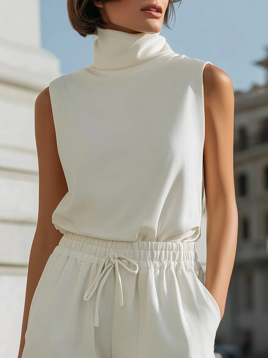 Minimalist Turtleneck Vest & Drawstring Short Set sold by Mooyius product image thumbnail 2