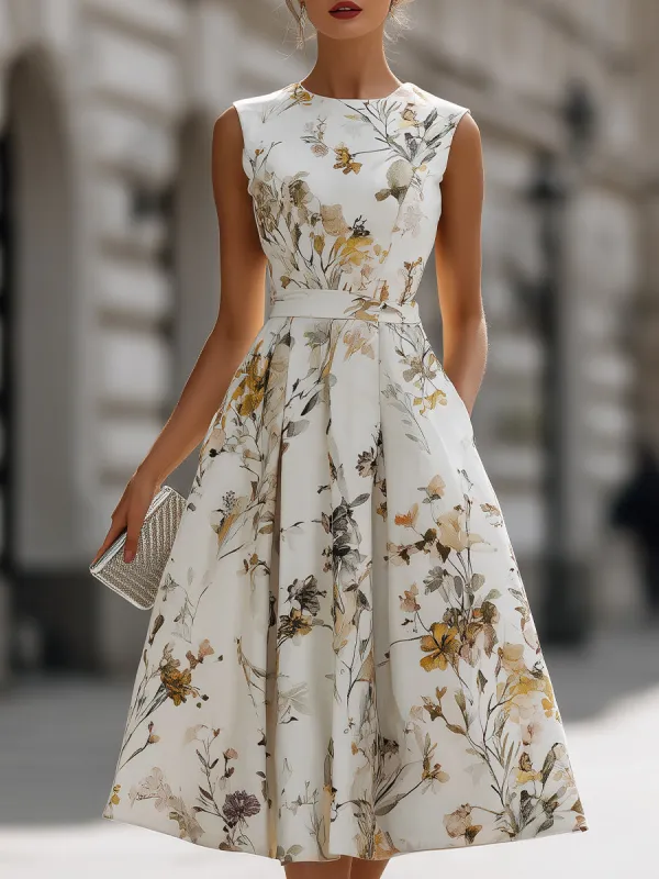 Sleeveless Belted Floral Midi Dress made by Mooyius