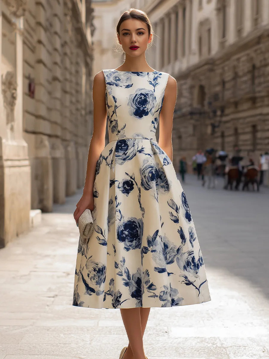 Sleeveless Floral A-Line Midi Dress sold by Mooyius product image thumbnail 3