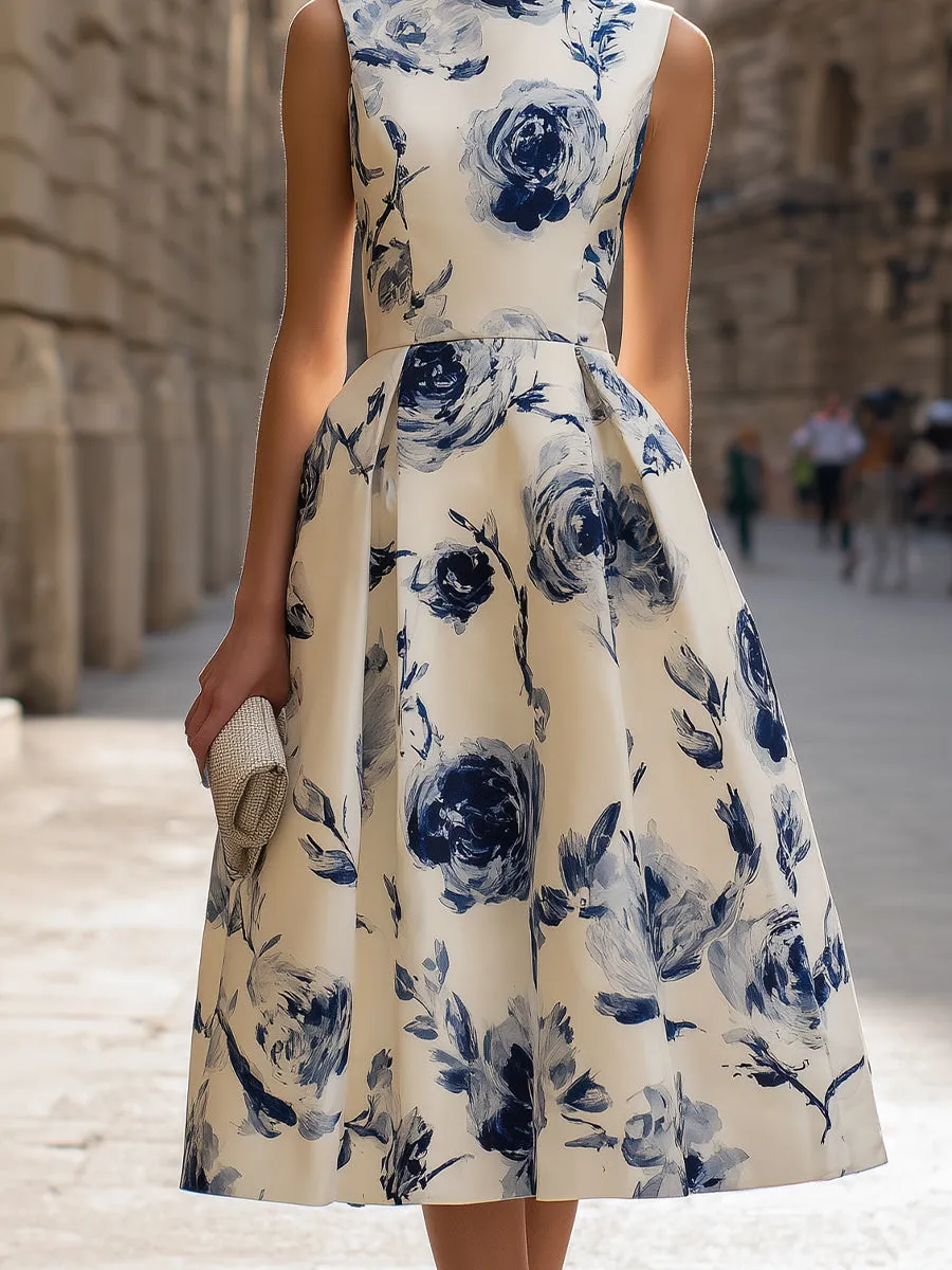Sleeveless Floral A-Line Midi Dress sold by Mooyius product image thumbnail 5